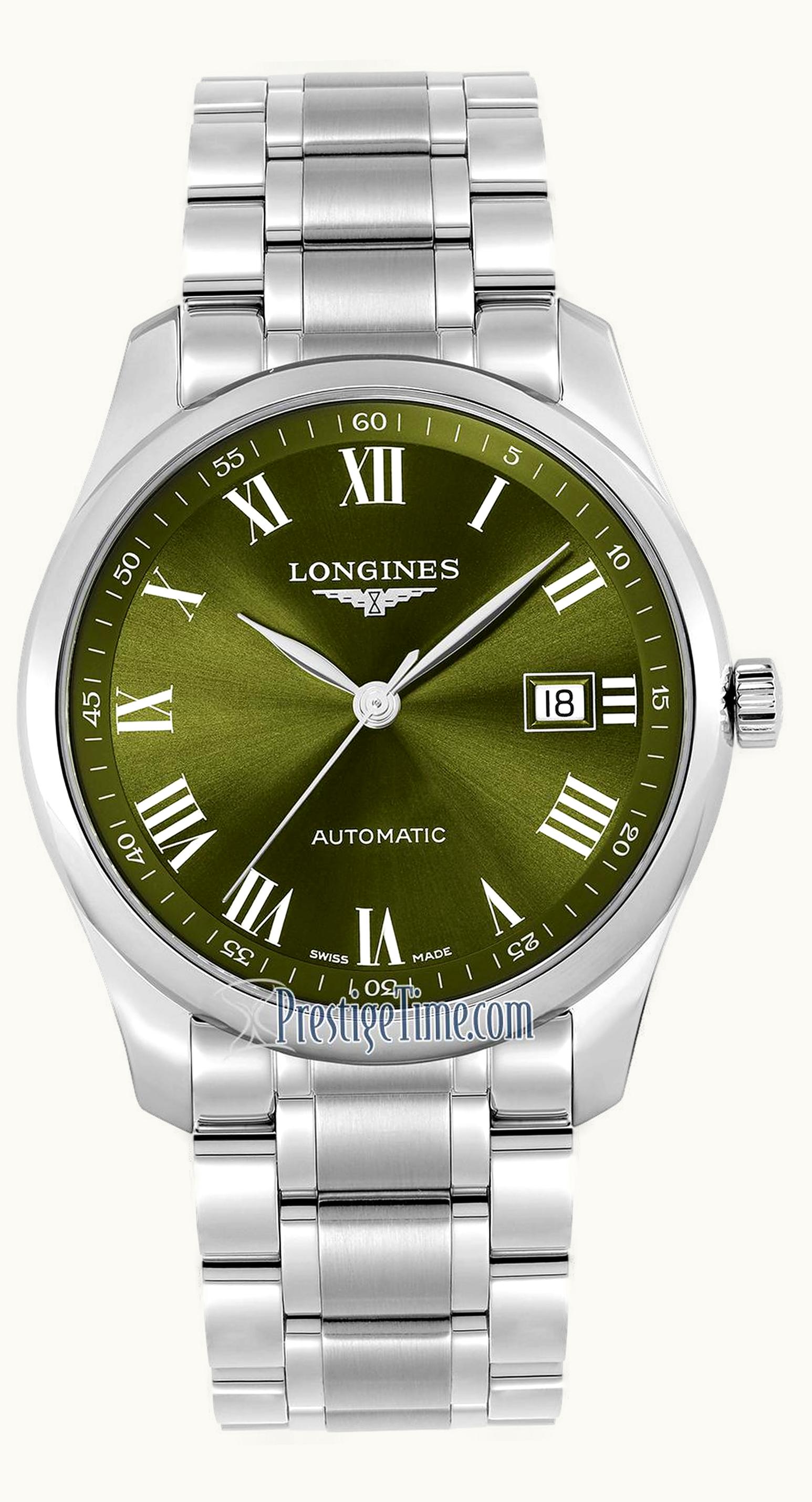 Longines Master Collection 40 Date Stainless Steel / Green - Roman / Bracelet