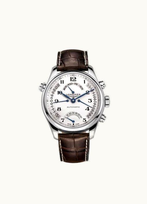 Longines Master Collection 44 Retrograde Stainless Steel / Silver-Arabic / Alligator XL