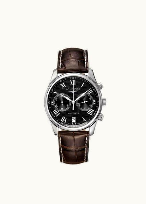 Longines Master Collection Chronograph 40 Stainless Steel / Black - Roman / Strap