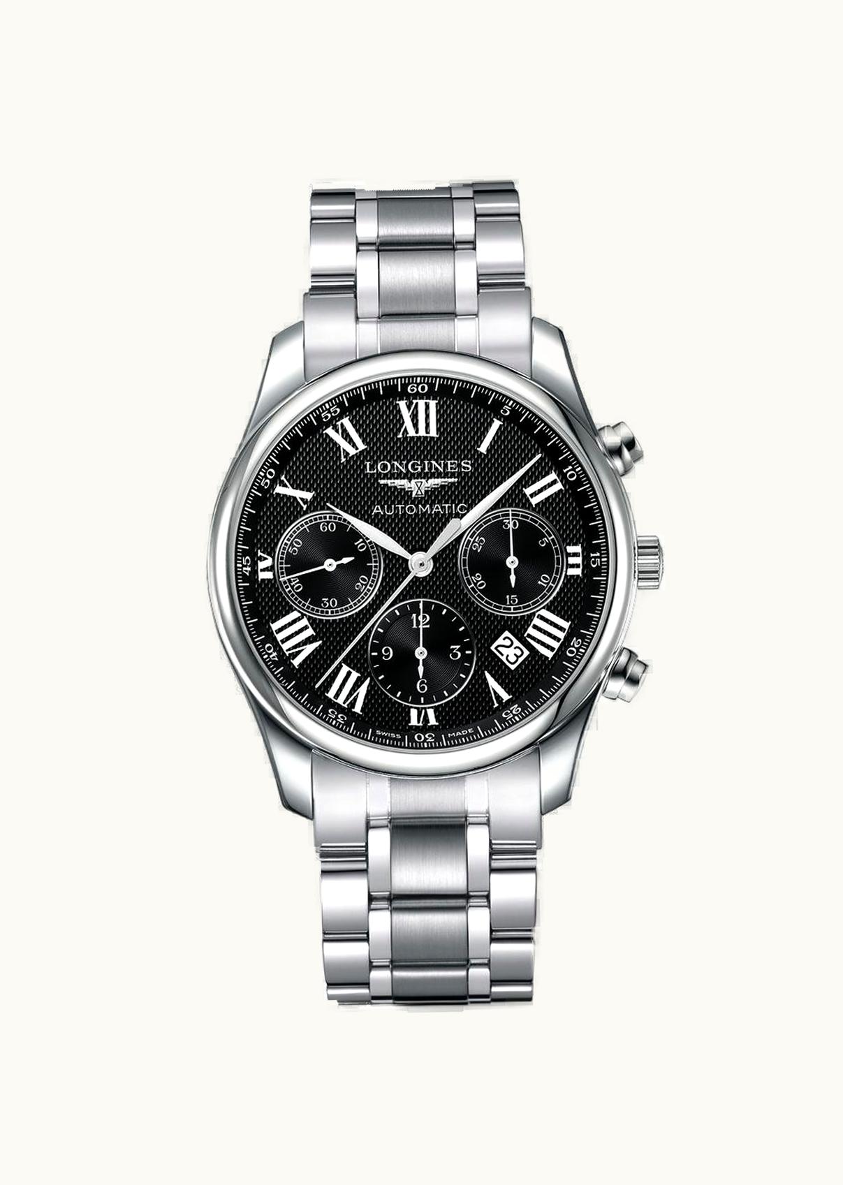 Longines Master Collection 42 Chronograph Stainless Steel / Black-Roman / Bracelet