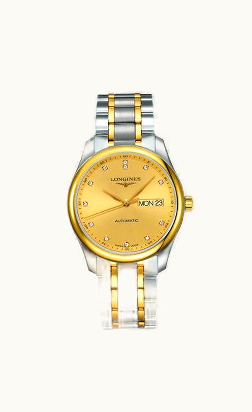 Longines Master Collection 38.5 Day Date Stainless Steel / Champagne-Diamond / Bracelet