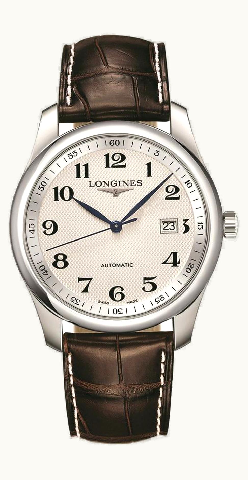 Longines Master Collection 40 Date Stainless Steel / Silver-Arabic / Alligator