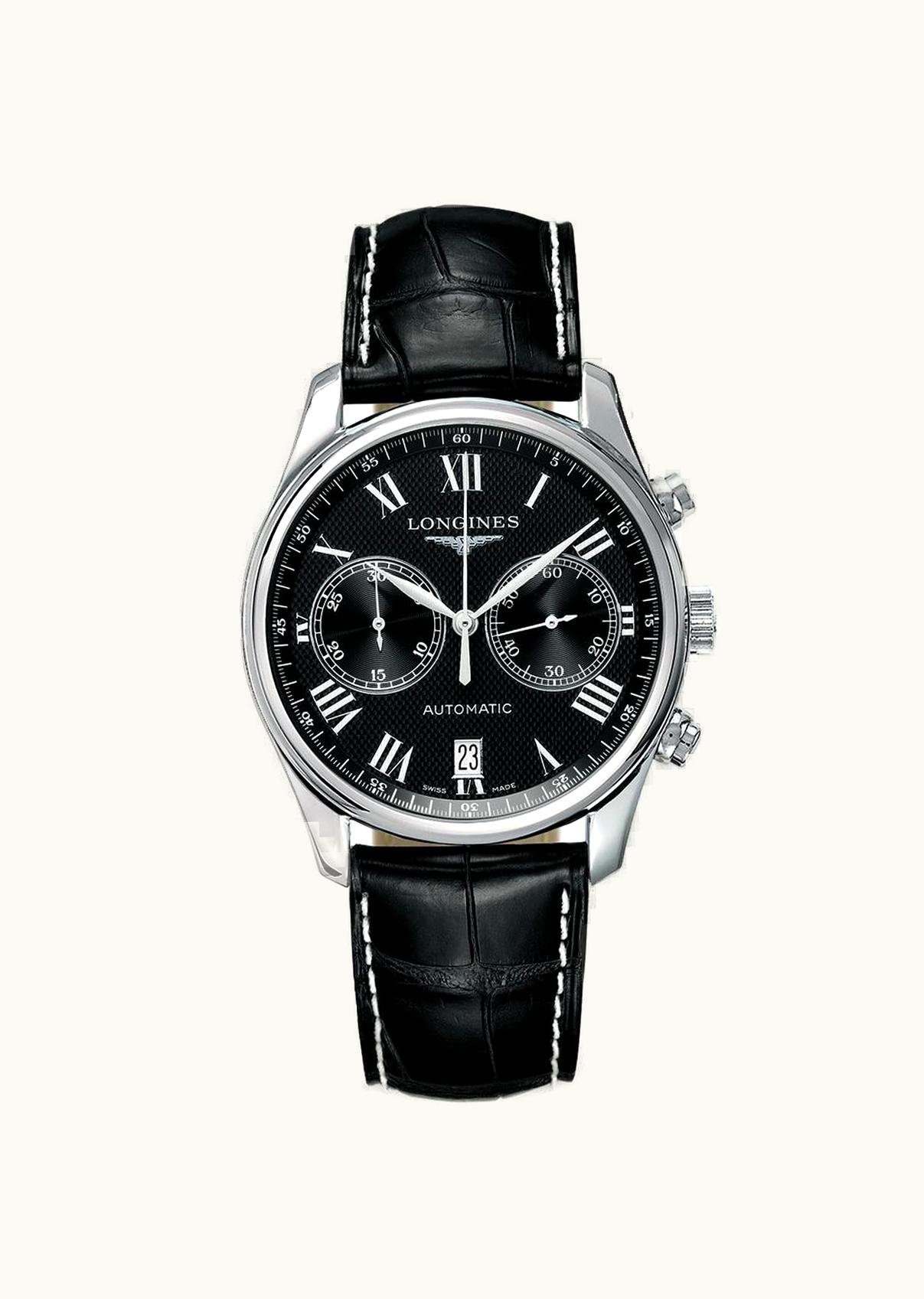 Longines Master Collection Chronograph 40 Stainless Steel / Black - Roman / Strap