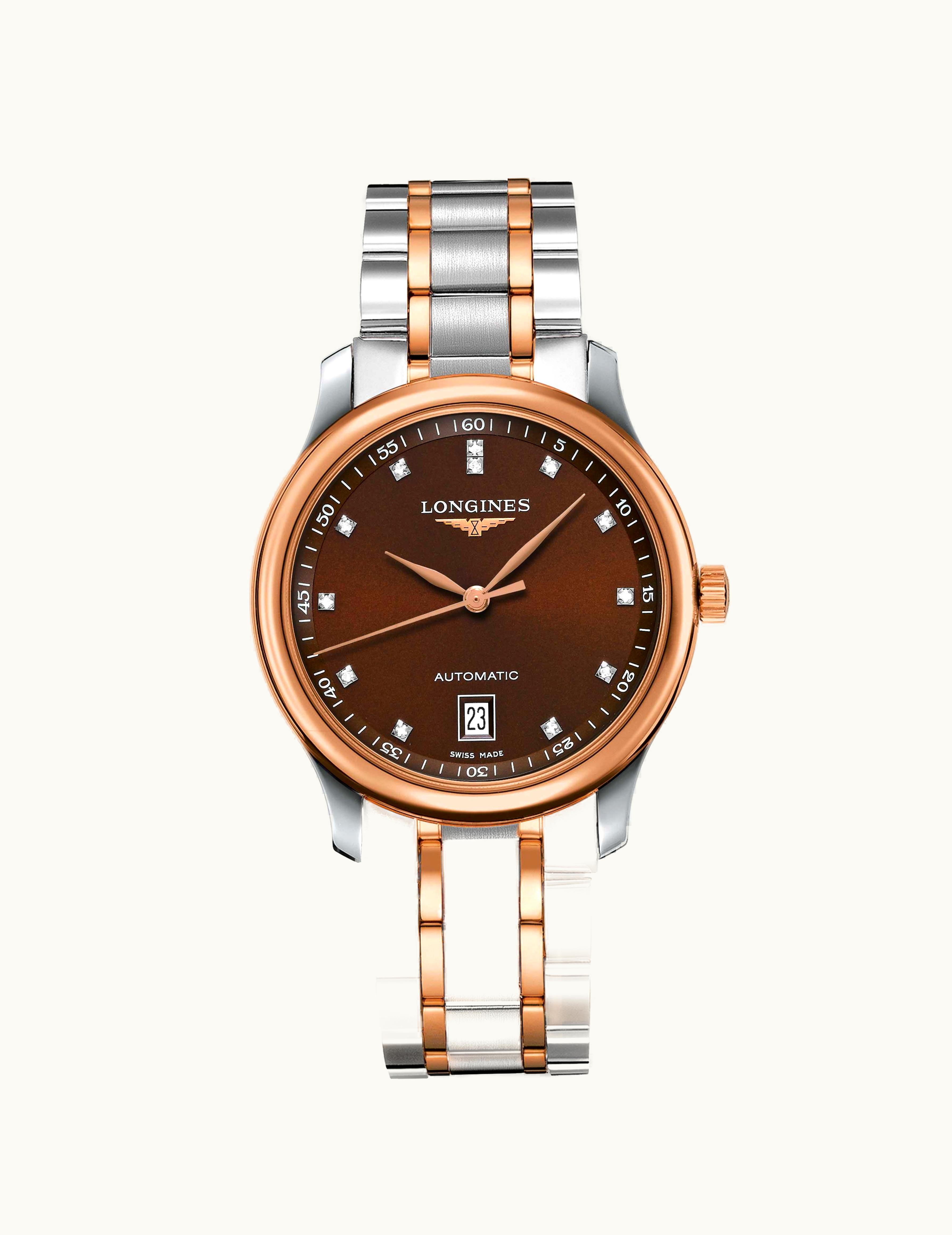 Longines Master Collection Date 38.5 Two Tone Rose / Brown