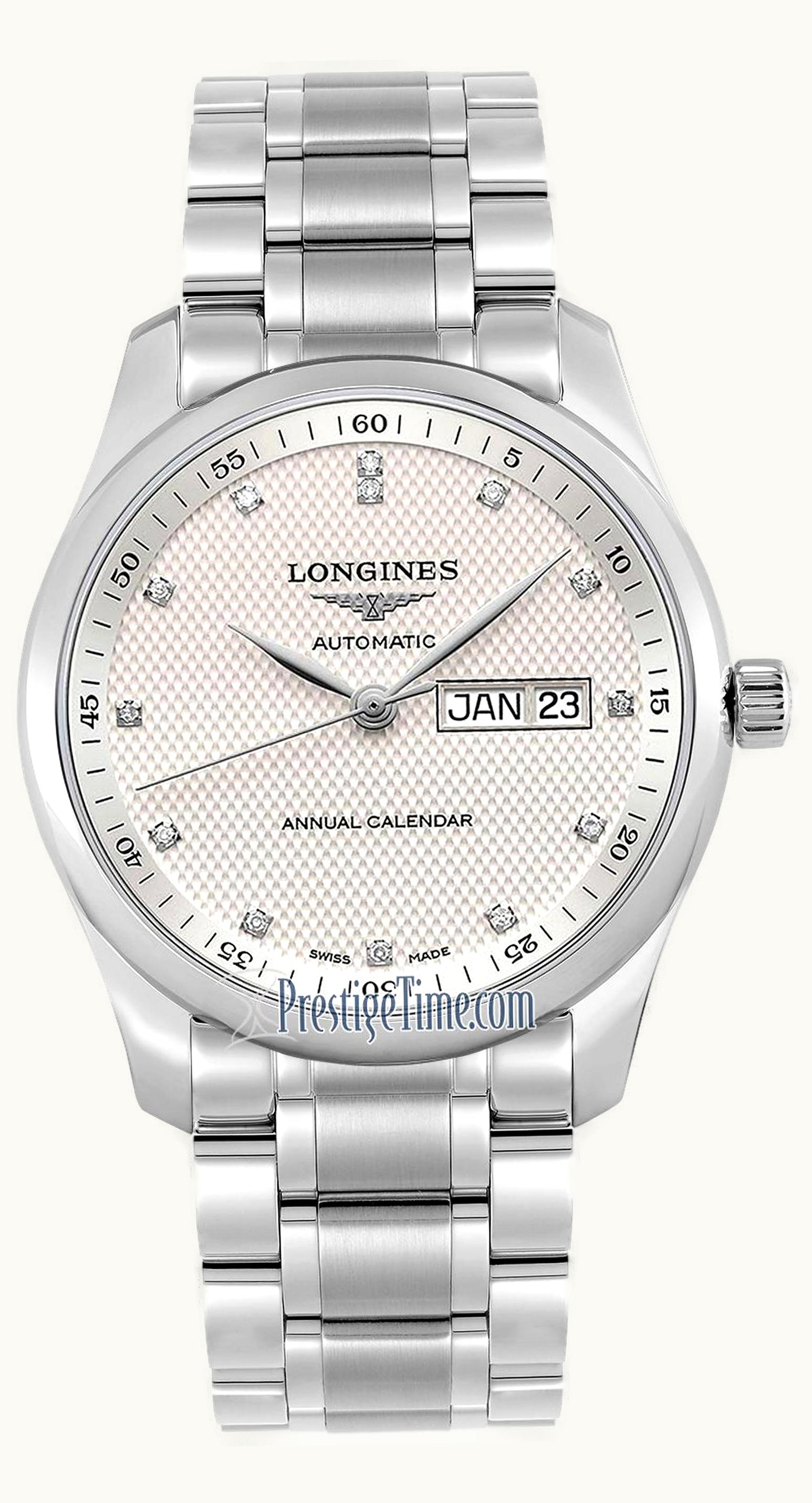 Longines Master Collection 40mm Annual Calendar Stainless Steel / Silver-Diamond / Bracelet