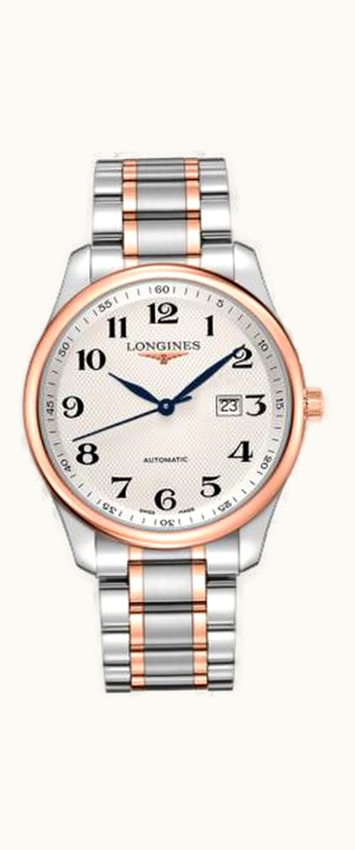 Longines Master Collection 42 Date Stainless Steel / Pink Gold / Silver-Arabic / Bracelet