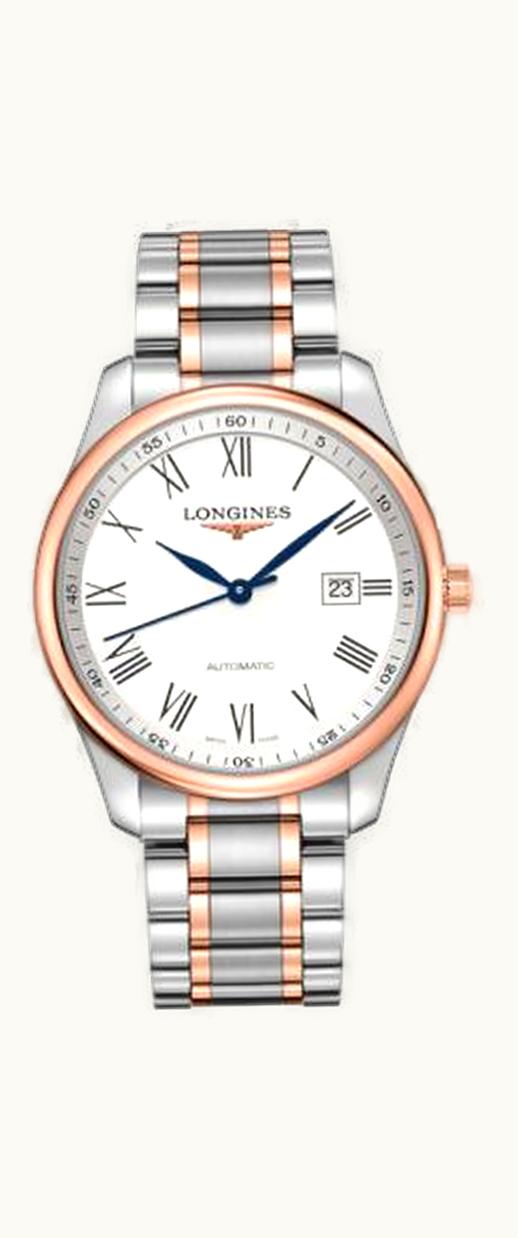 Longines Master Collection 42 Date Stainless Steel / Pink Gold / White-Roman / Bracelet
