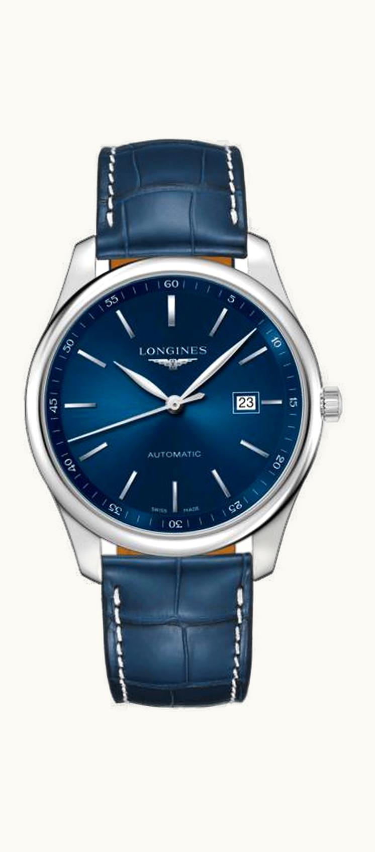 Longines Master Collection 42 Date Stainless Steel / Blue / Alligator