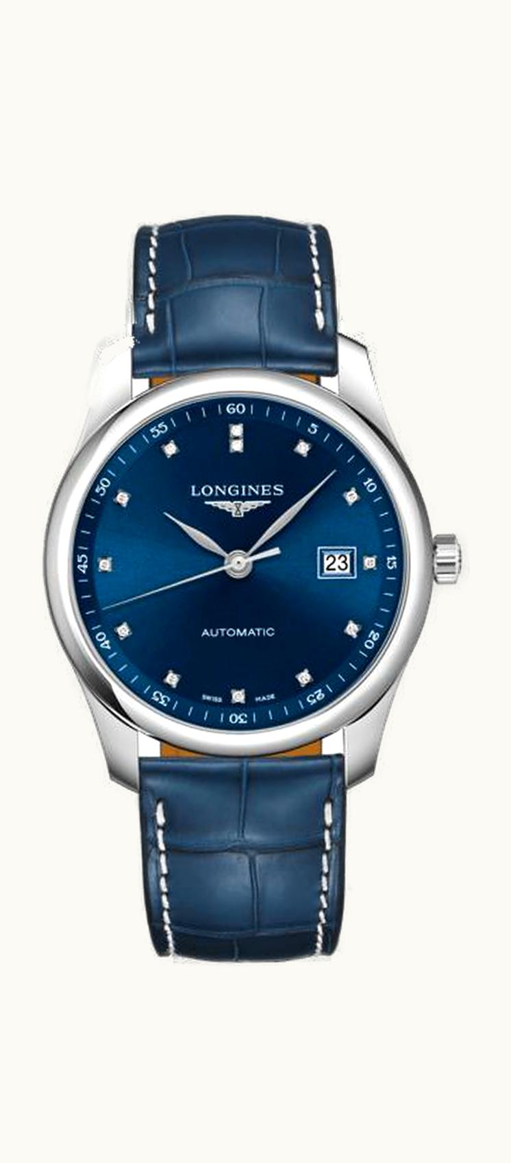 Longines Master Collection 40 Date Stainless Steel / Blue-Diamond / Alligator