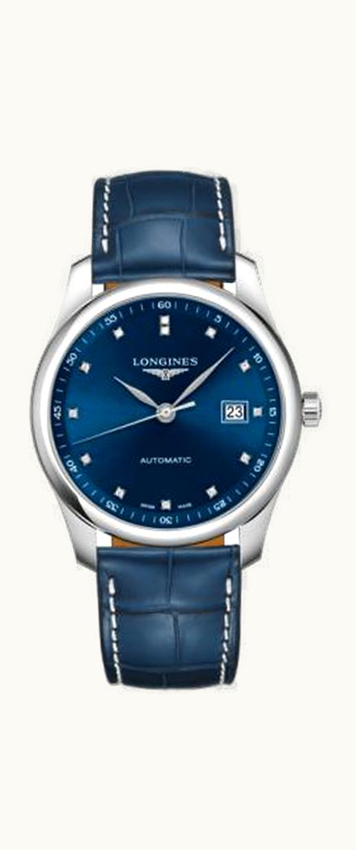 Longines Master Collection 40 Date Stainless Steel / Blue-Diamond / Alligator XL