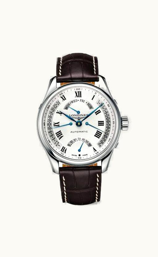 Longines Master Collection 44 Retrograde Stainless Steel / Silver-Roman / Alligator XL