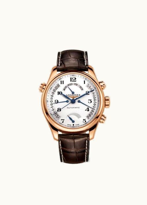 Longines Master Collection 44 Retrograde Power Reserve Pink Gold / Silver-Arabic / Alligator XL