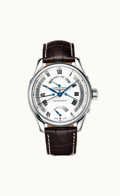 Longines Master Collection 44 Retrograde Power Reserve Stainless Steel / Silver-Roman / Alligator XL