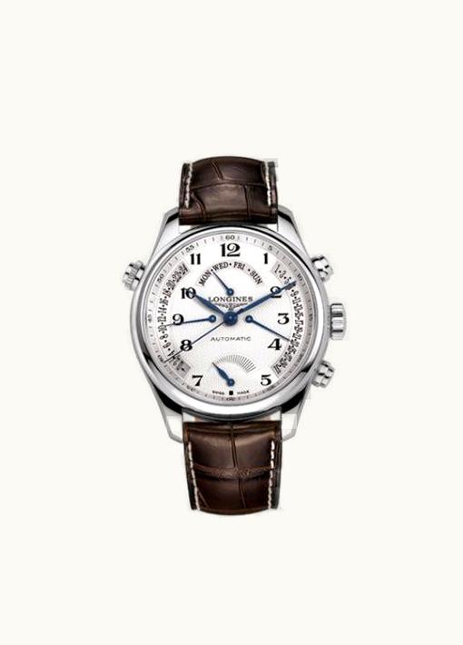 Longines Master Collection 44 Retrograde Power Reserve Stainless Steel / Silver-Arabic / Alligator
