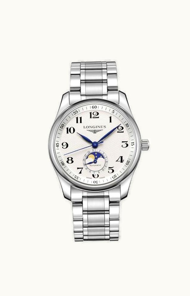 Longines Master Collection 40 Moonphase Stainless Steel / Silver-Arabic / Bracelet