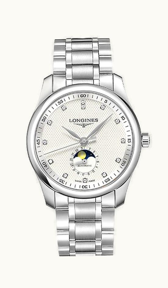 Longines Master Collection 40 Moonphase Stainless Steel / Silver-Diamond / Bracelet
