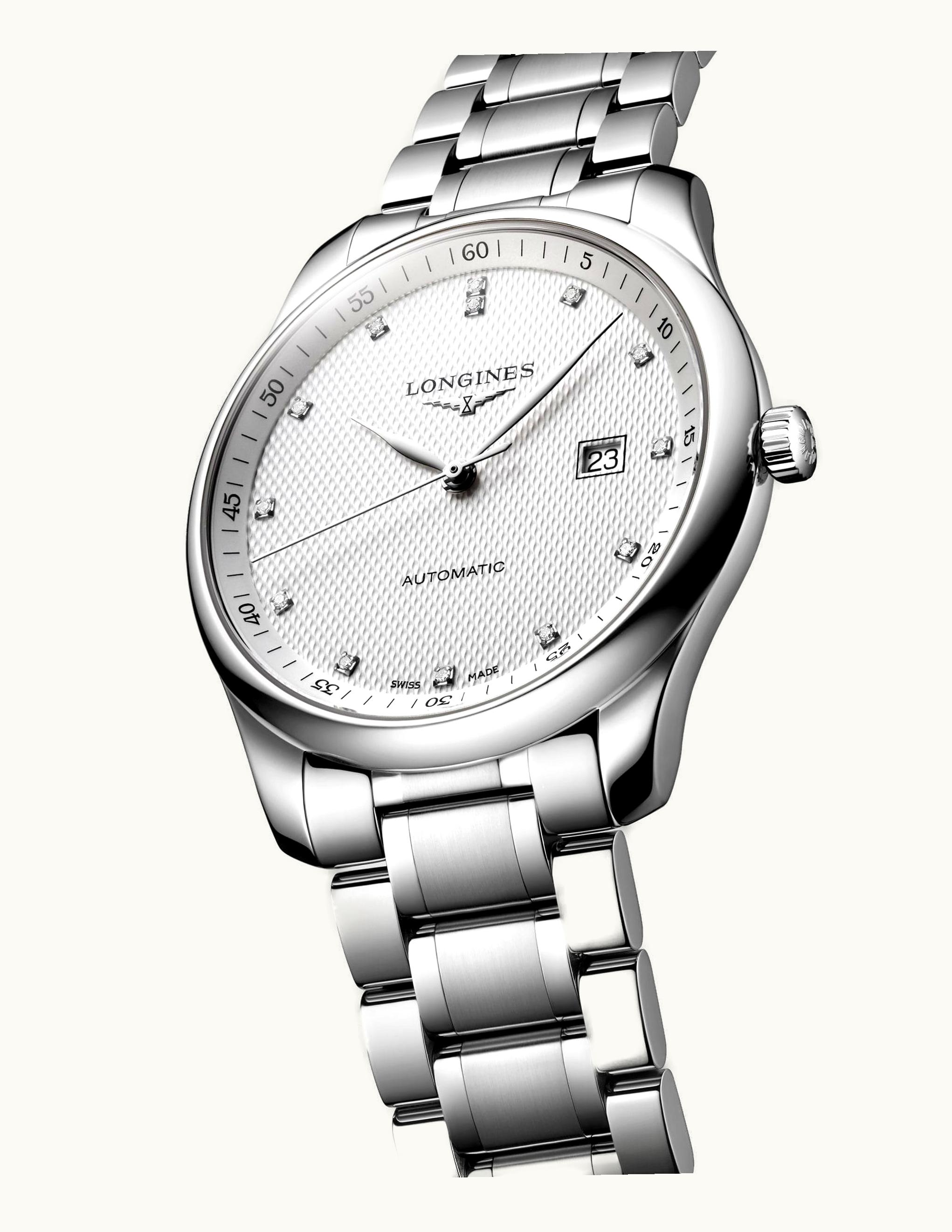 Longines Master Collection 42 Date Stainless Steel / Silver-Diamond / Bracelet