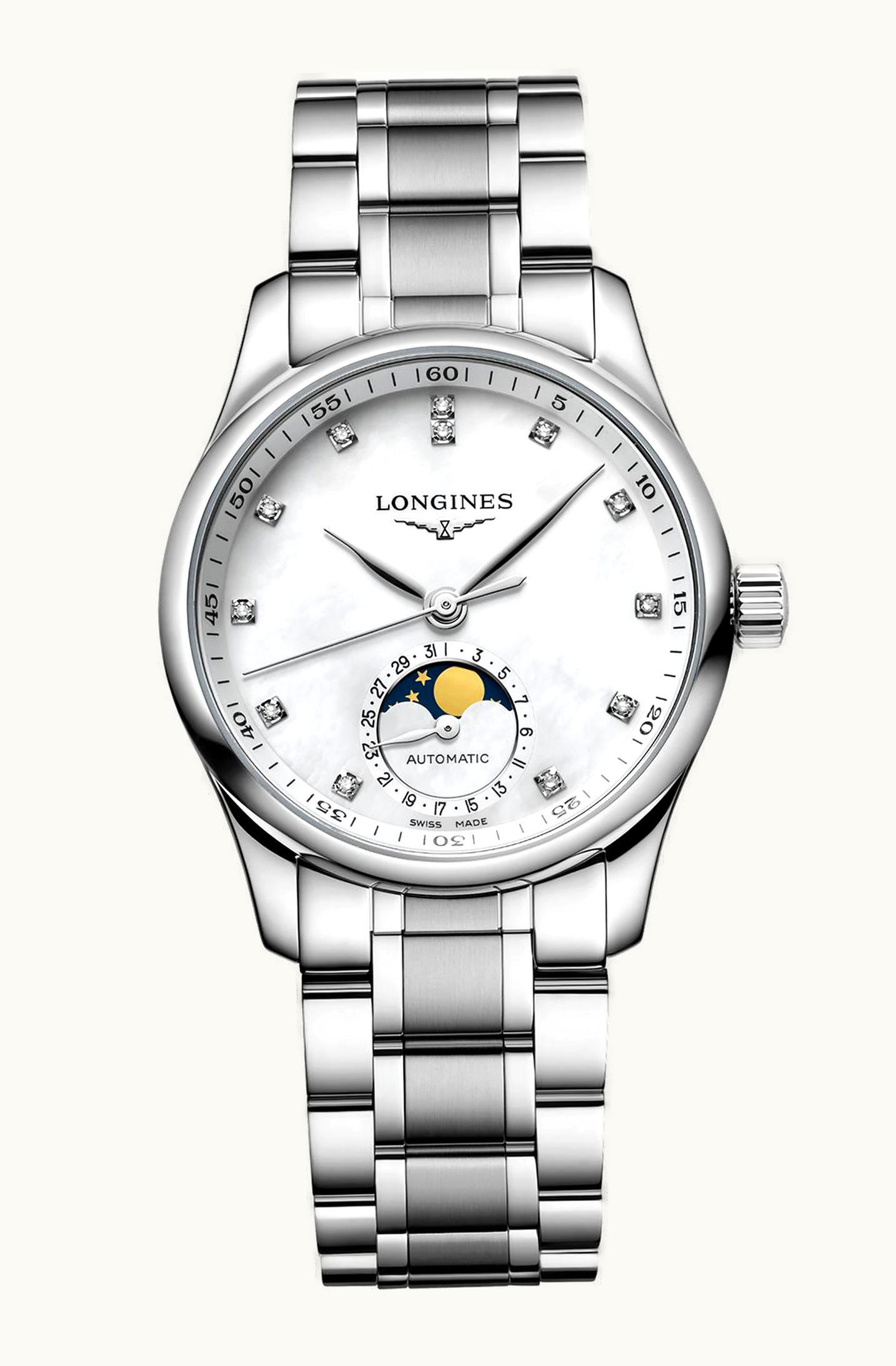 Longines Master Collection 34 Moonphase Stainless Steel / MOP / Bracelet