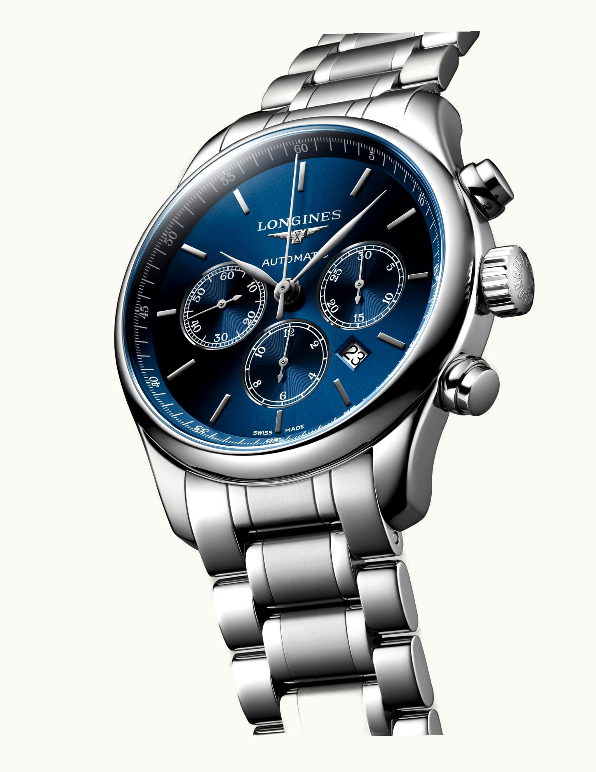 Longines Master Collection 44 Chronograph Stainless Steel / Blue / Bracelet