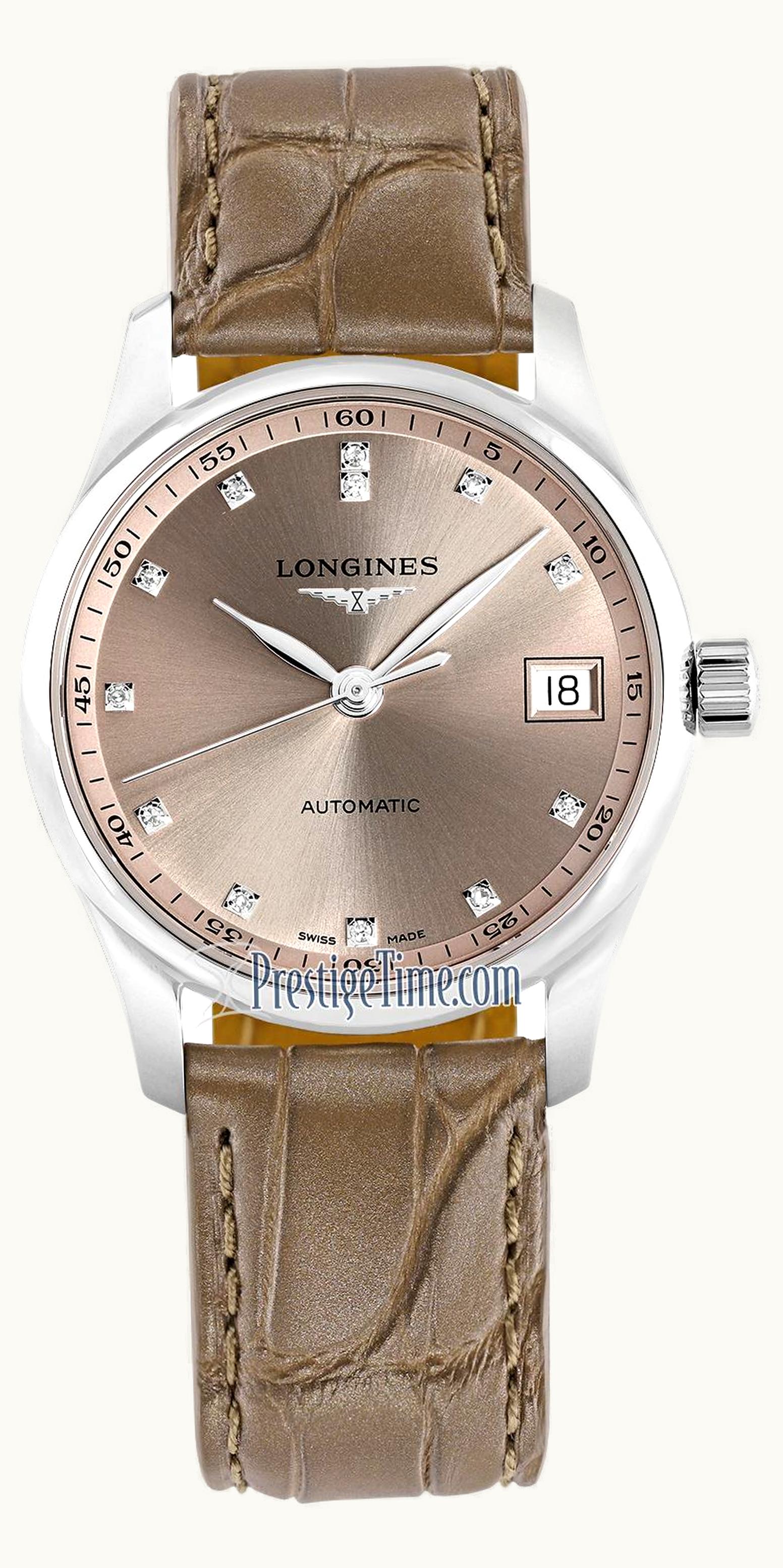 Longines Master Collection Date 34 Stainless Steel / Beige - Diamond
