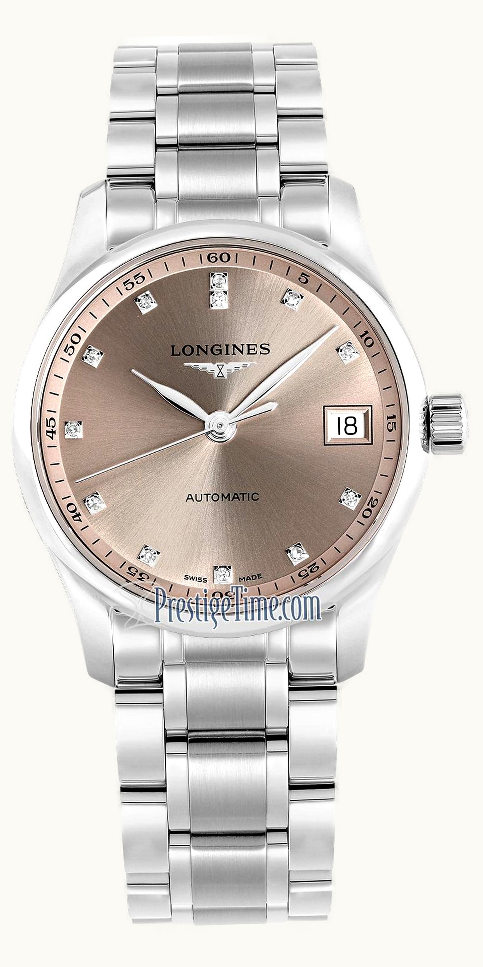 Longines Master Collection Date 34 Stainless Steel / Beige - Diamond / Bracelet