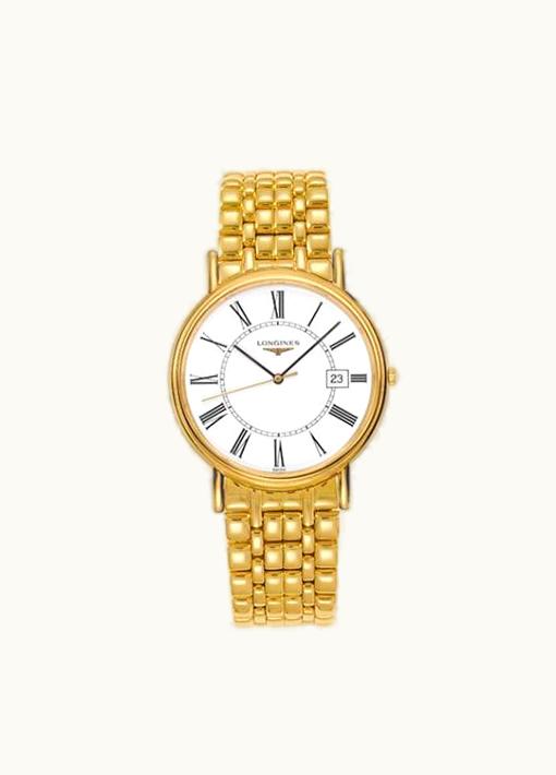 Longines Presence 38.5 Quartz PVD Gold / White - Roman / Bracelet