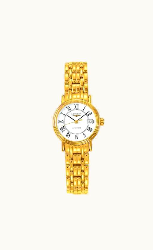 Longines Presence 25.5 Automatic PVD Gold / White / Roman / Bracelet