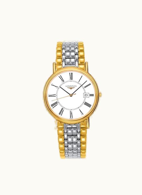 Longines Presence 38.5 Quartz PVD Gold / White - Roman / Bracelet