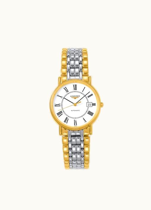 Longines Presence 34.5 Automatic Yellow Roman Bracelet Two Tone