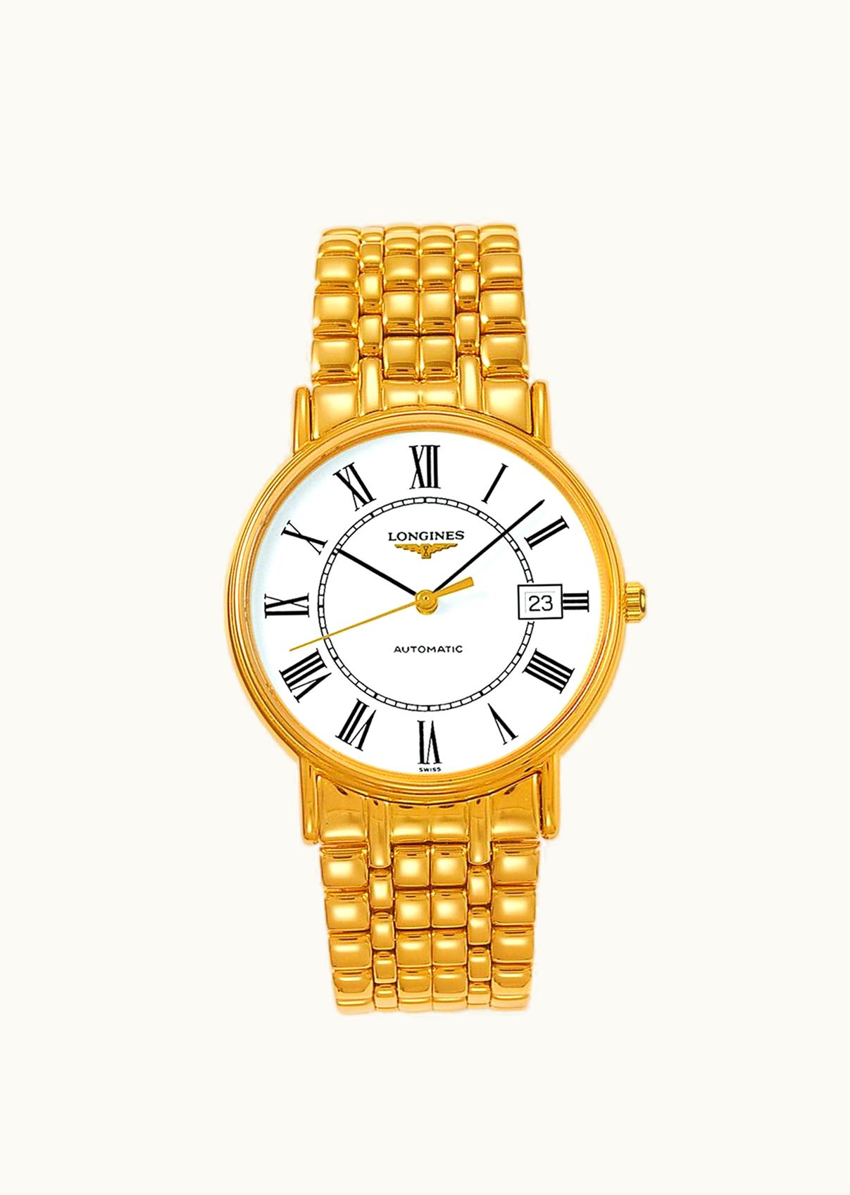 Longines Presence 38.5 Automatic PVD Gold / White - Roman / Bracelet