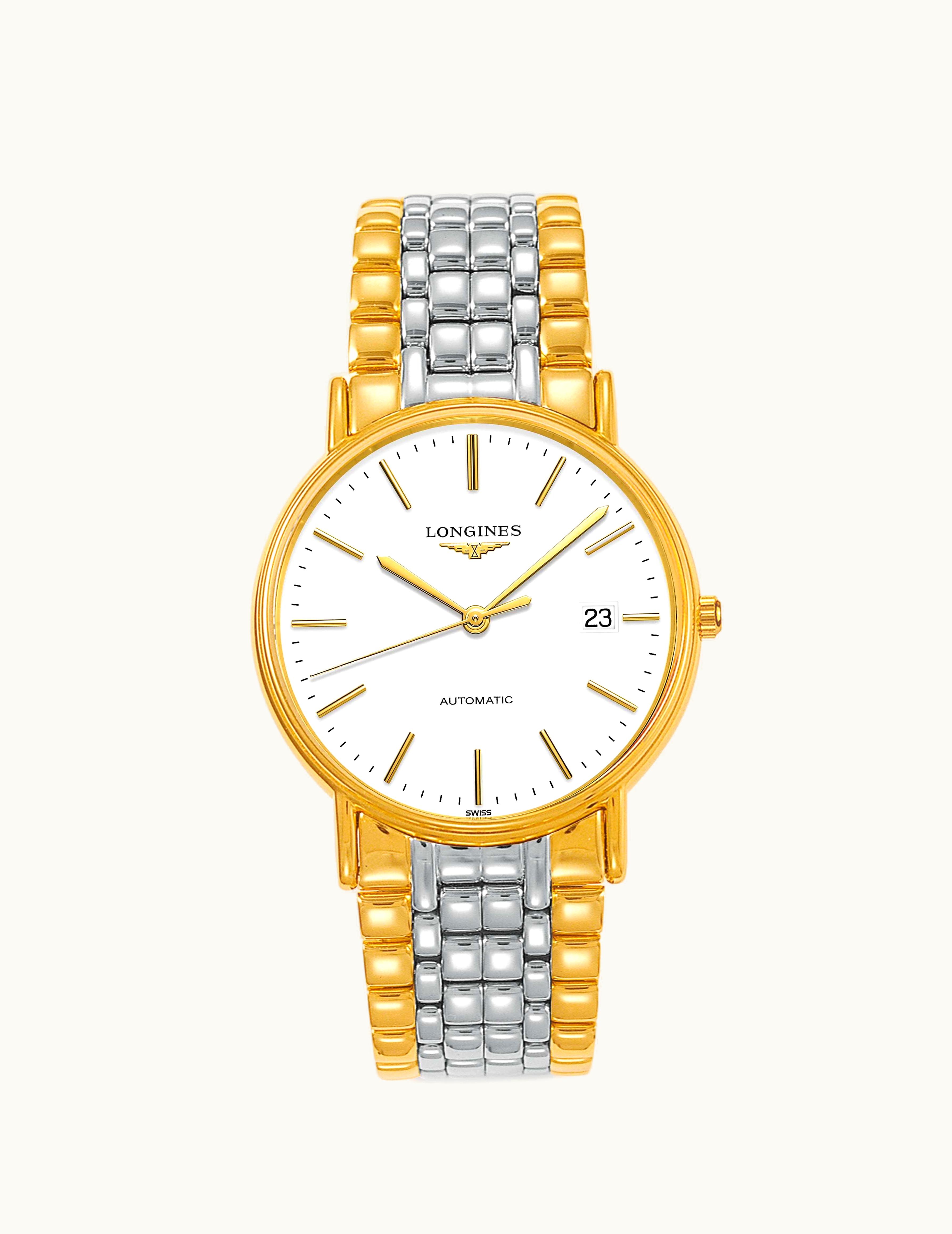 Longines Presence 38.5 Automatic PVD Gold / White / Bracelet