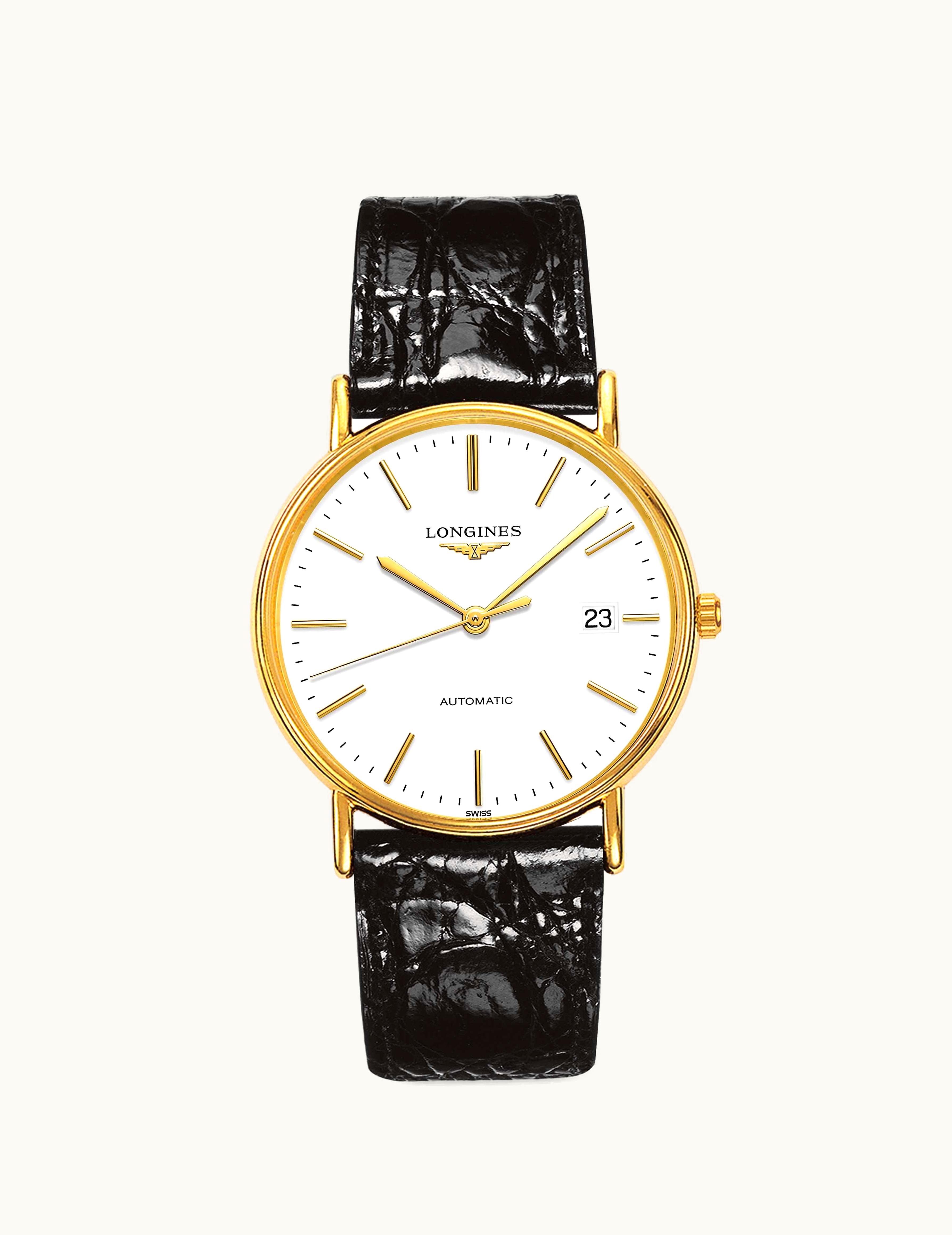 Longines Presence 38.5 Automatic PVD Gold / White / Strap