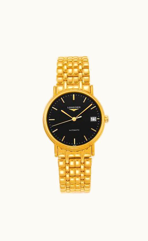 Longines Presence Automatic 34.5mm Stainless Steel / PVD Gold / Black / Bracelet