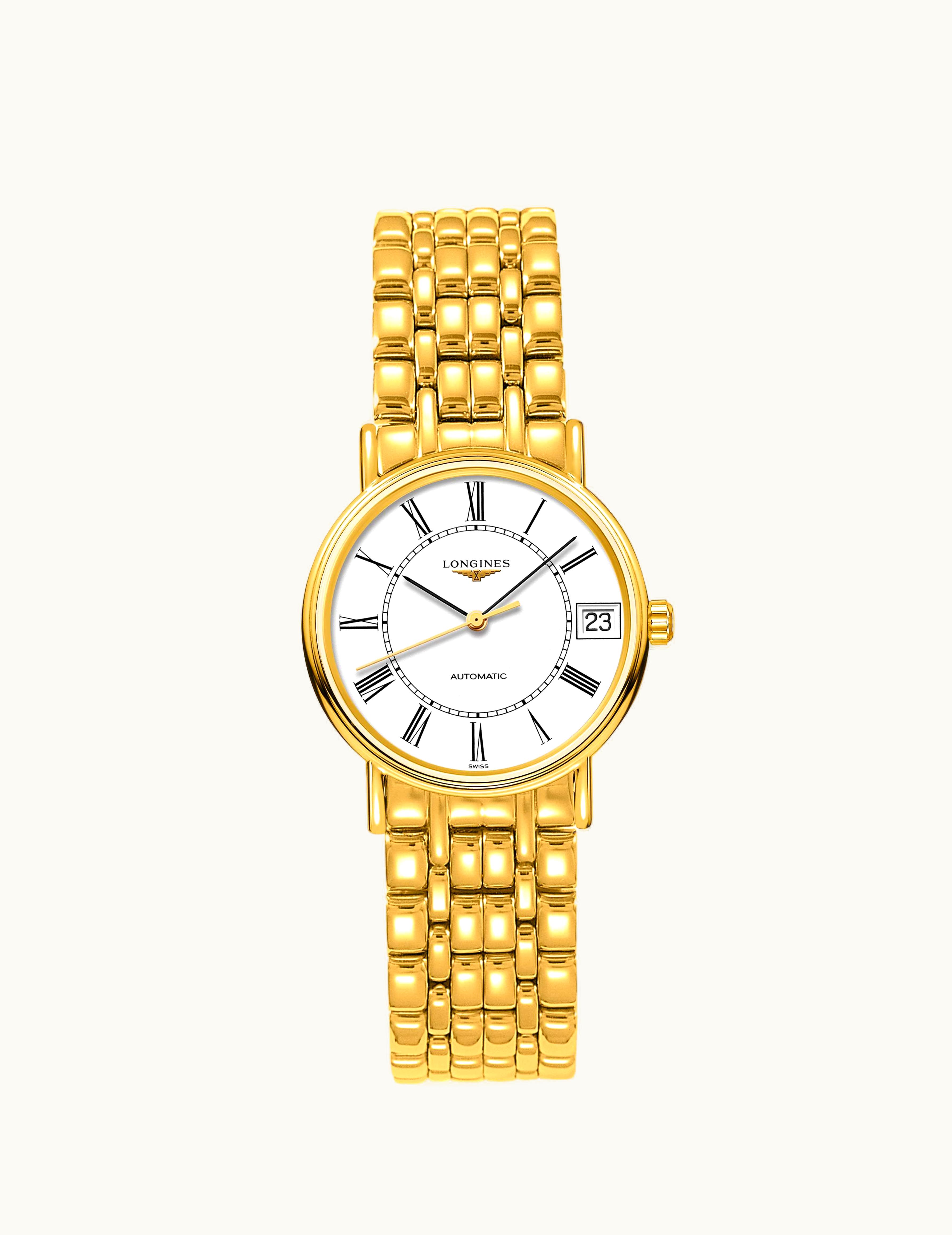 Longines Presence Automatic 30 PVD Gold / White - Roman / Bracelet