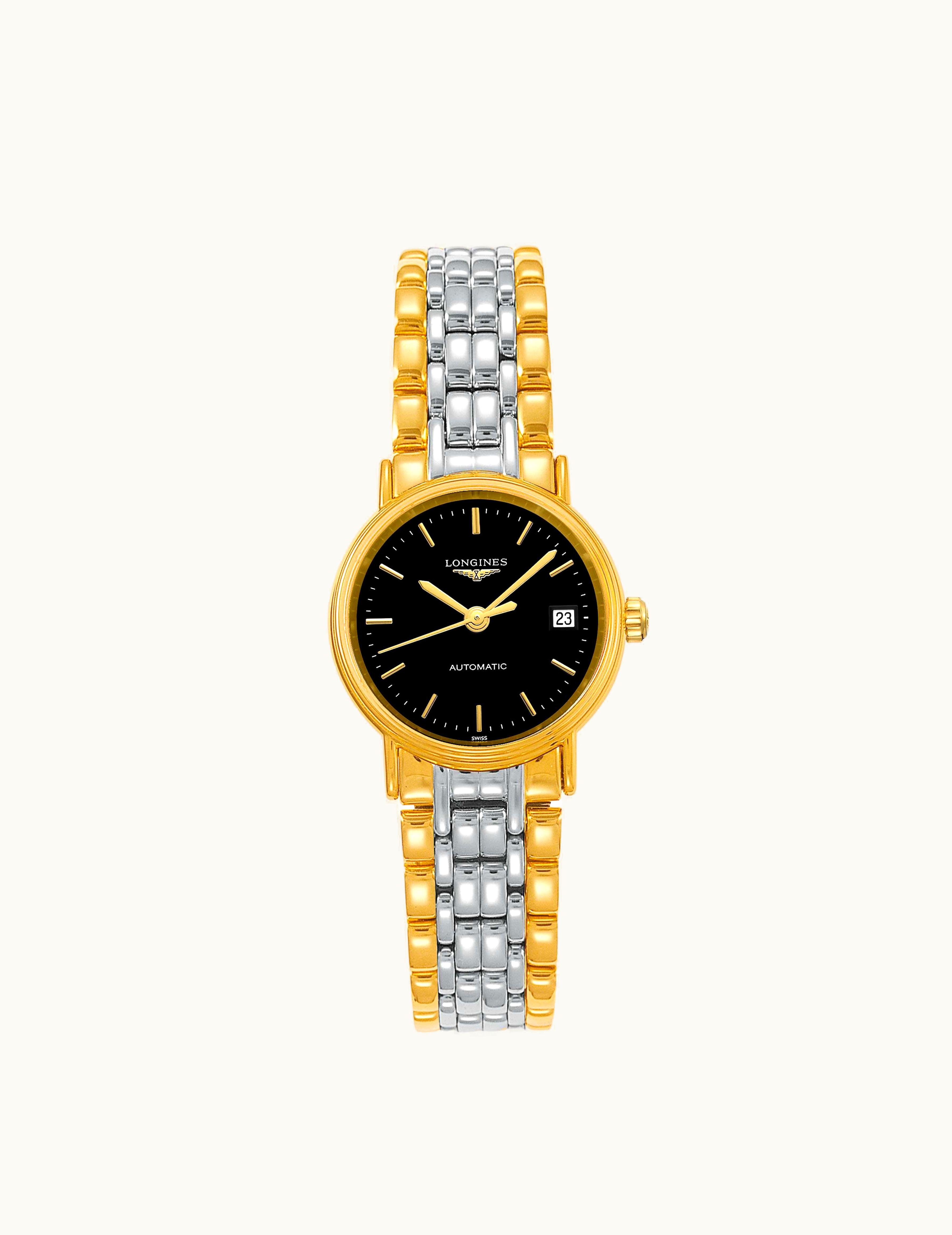 Longines Presence 25.5 Automatic PVD Gold / Black / Bracelet
