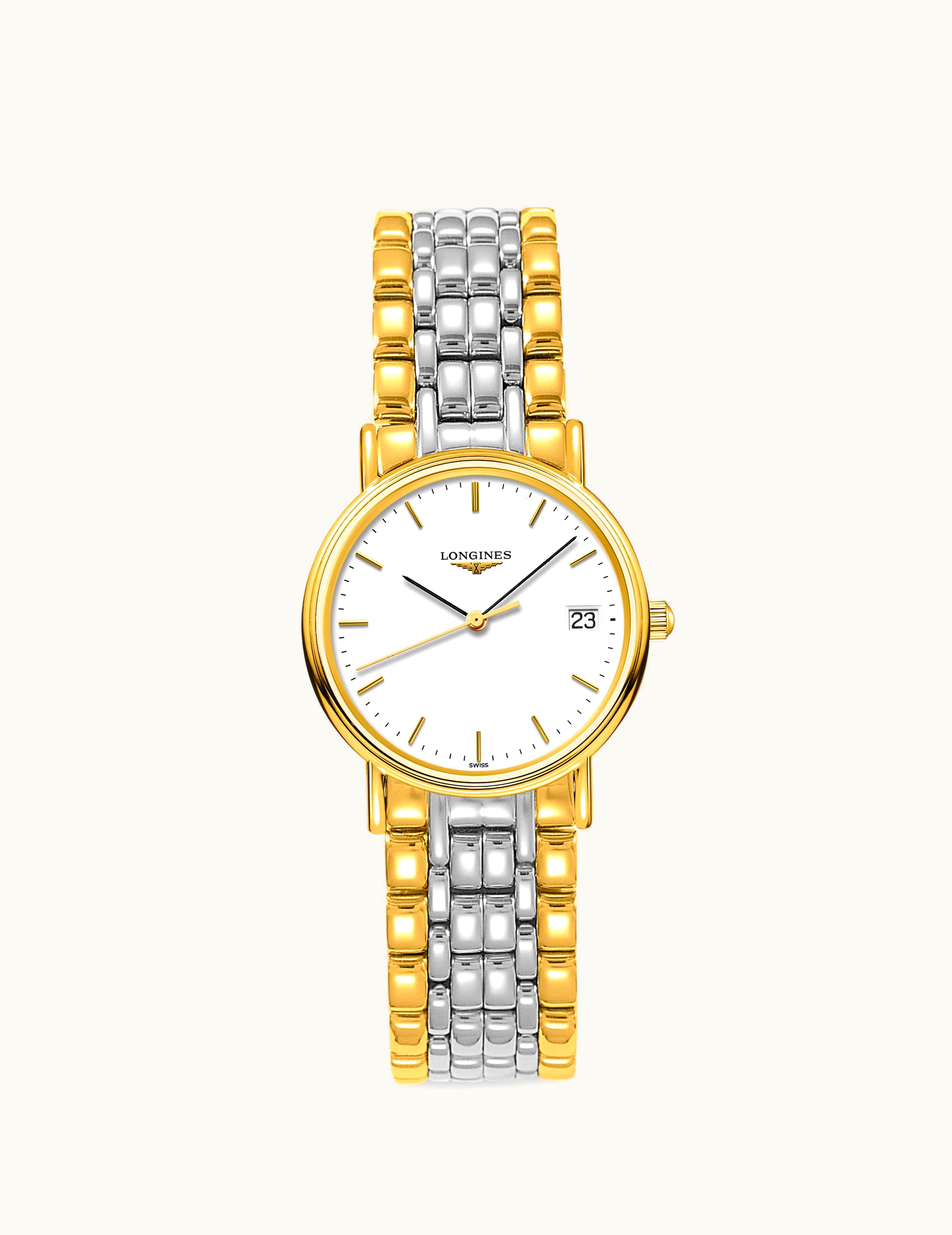 Longines Presence Quartz 30mm PVD Gold / White / Bracelet
