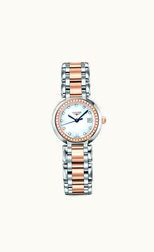 Longines PrimaLuna Quartz 26.5 Stainless Steel / Pink Gold / Diamond / MOP / Bracelet