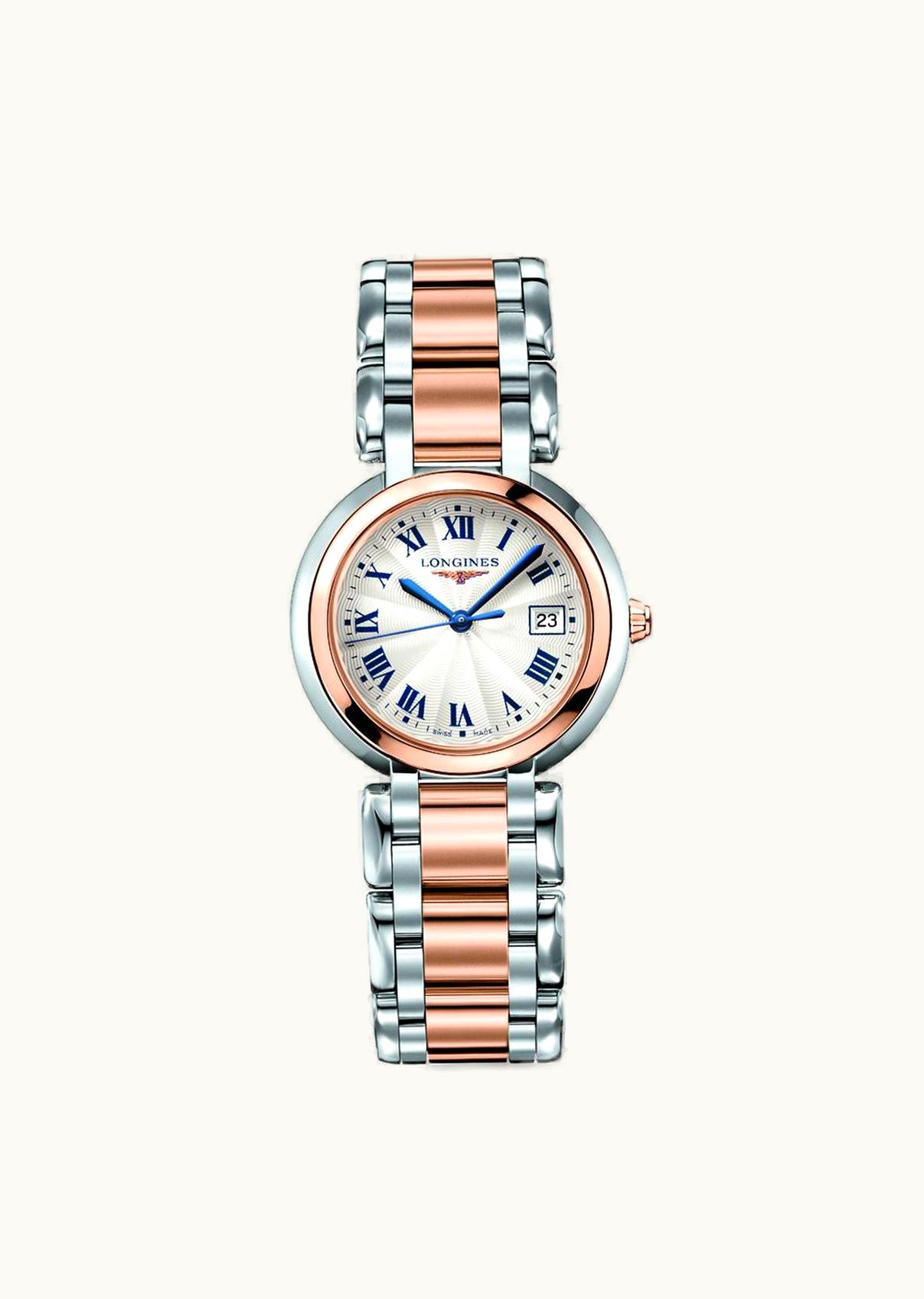 Longines PrimaLuna Quartz 30 Stainless Steel / Pink Gold / Silver - Roman / Bracelet