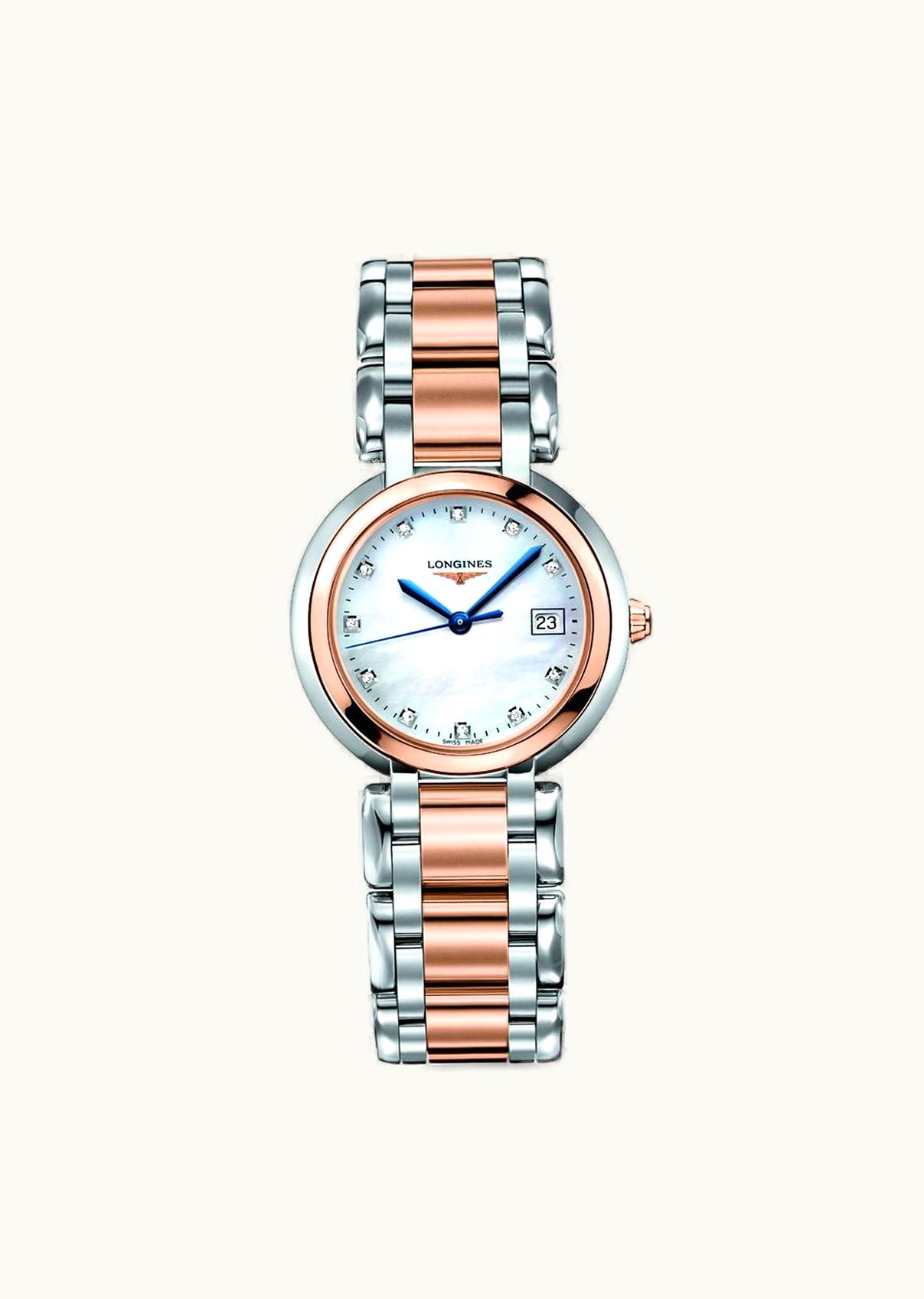 Longines PrimaLuna Quartz 30 Stainless Steel / Pink Gold / MOP