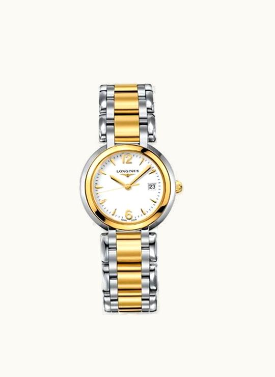 Longines PrimaLuna Quartz 30 Stainless Steel / Yellow Gold / White / Bracelet