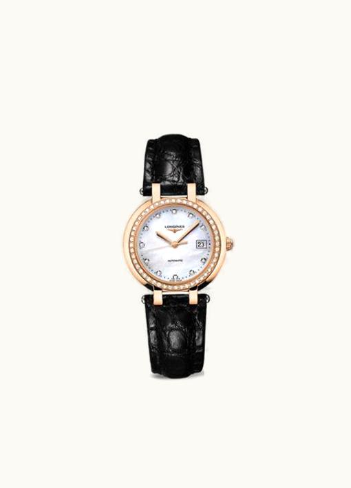 Longines PrimaLuna Automatic 30 Pink Gold Diamond Leather MOP