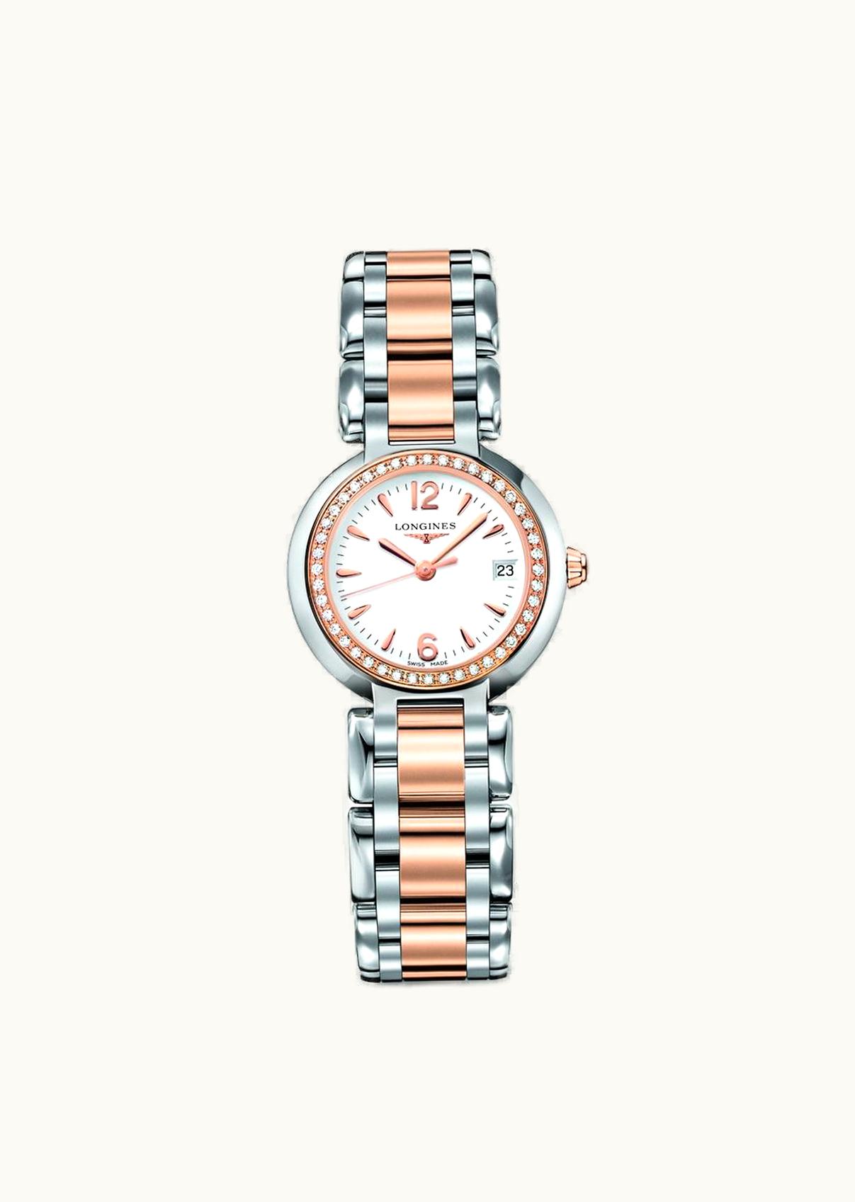 Longines PrimaLuna Quartz 26.5 Stainless Steel / Pink Gold / Diamond / White / Bracelet