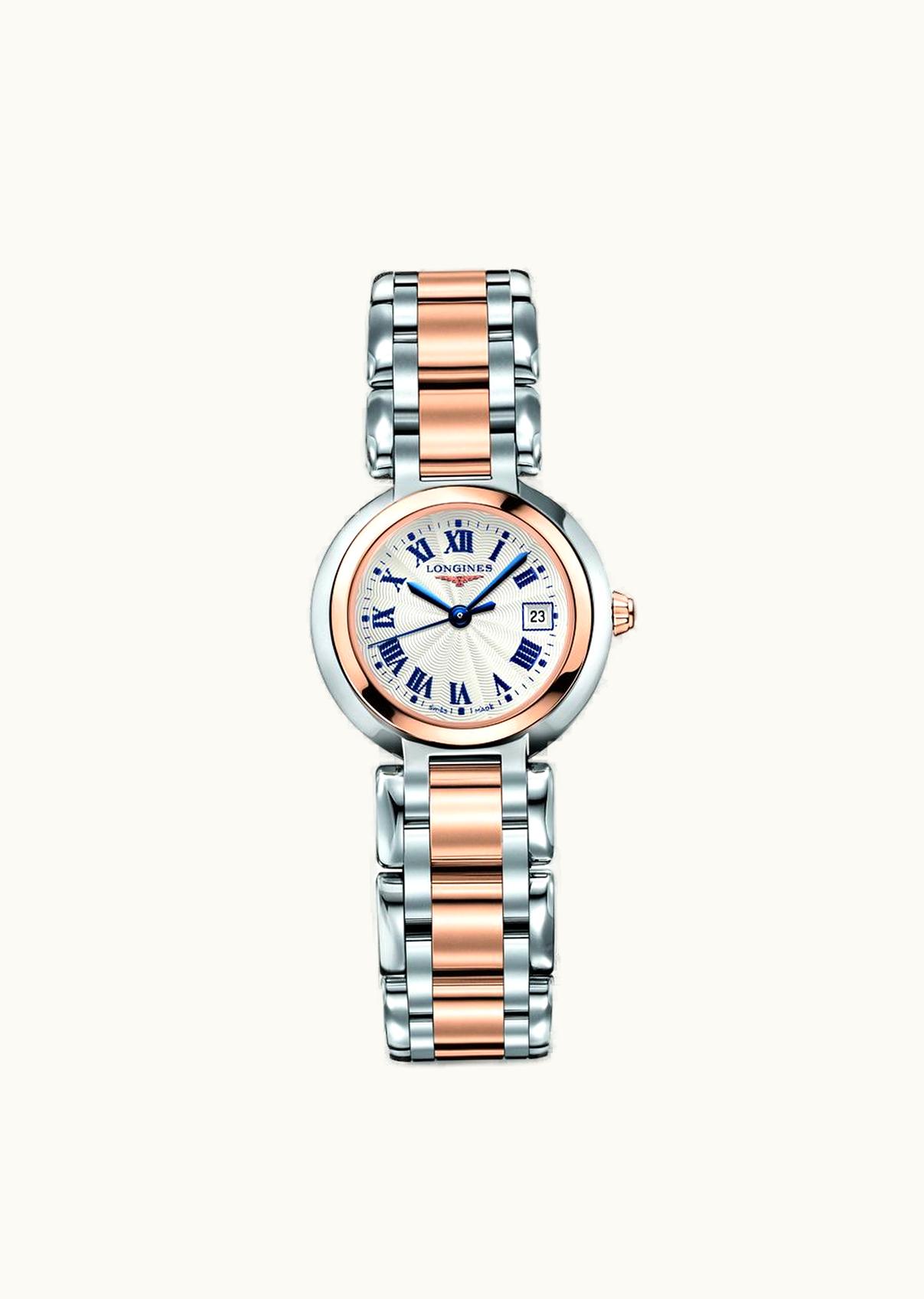 Longines PrimaLuna Quartz 26.5 Stainless Steel / Pink Gold / Silver - Roman / Bracelet