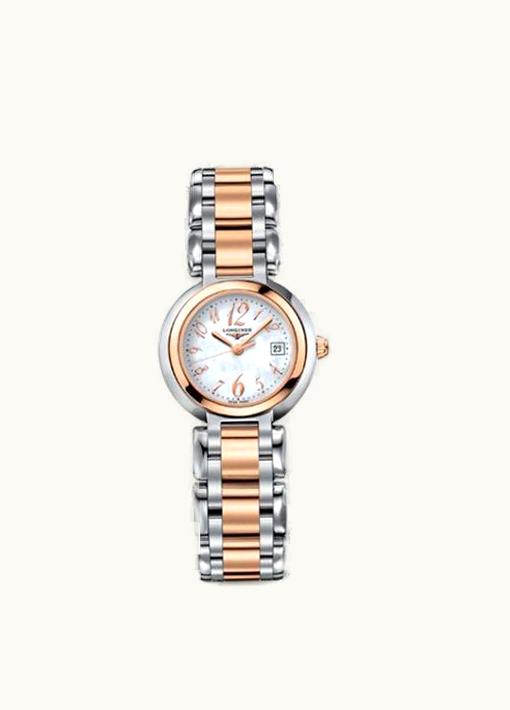 Longines PrimaLuna Quartz 26.5 Stainless Steel / Pink Gold / MOP - Arabic / Bracelet