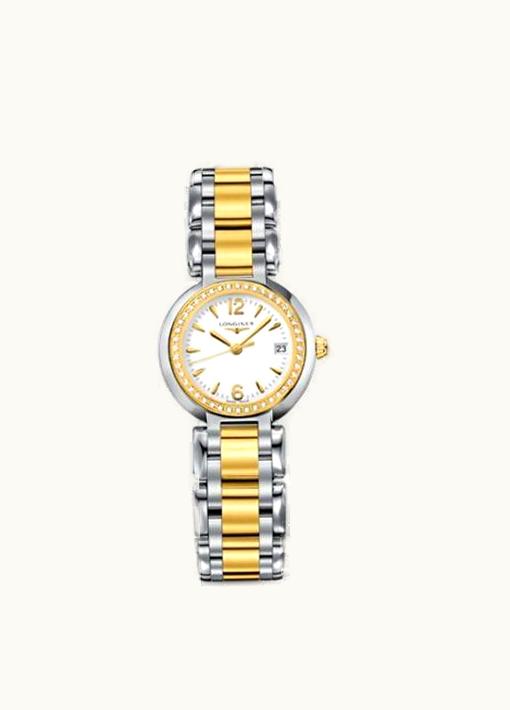 Longines PrimaLuna Quartz 26.5 Stainless Steel / Yellow Gold / Diamond / White / Bracelet