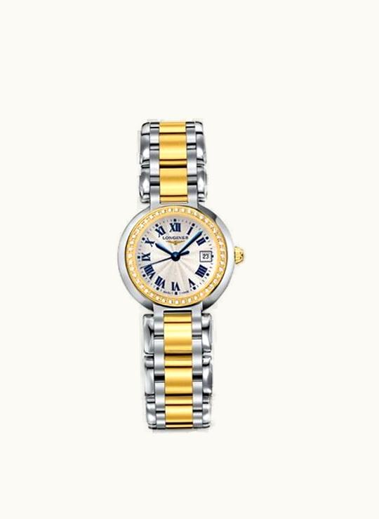 Longines PrimaLuna Quartz 26.5 Stainless Steel / Yellow Gold / Diamond / Silver - Roman / Bracelet