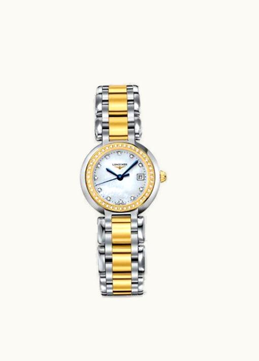 Longines PrimaLuna Quartz 26.5 Stainless Steel / Yellow Gold / Diamond / MOP / Bracelet