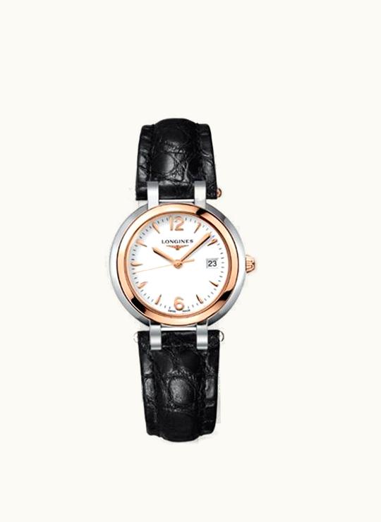 Longines PrimaLuna Quartz 30 Stainless Steel / Pink Gold / White