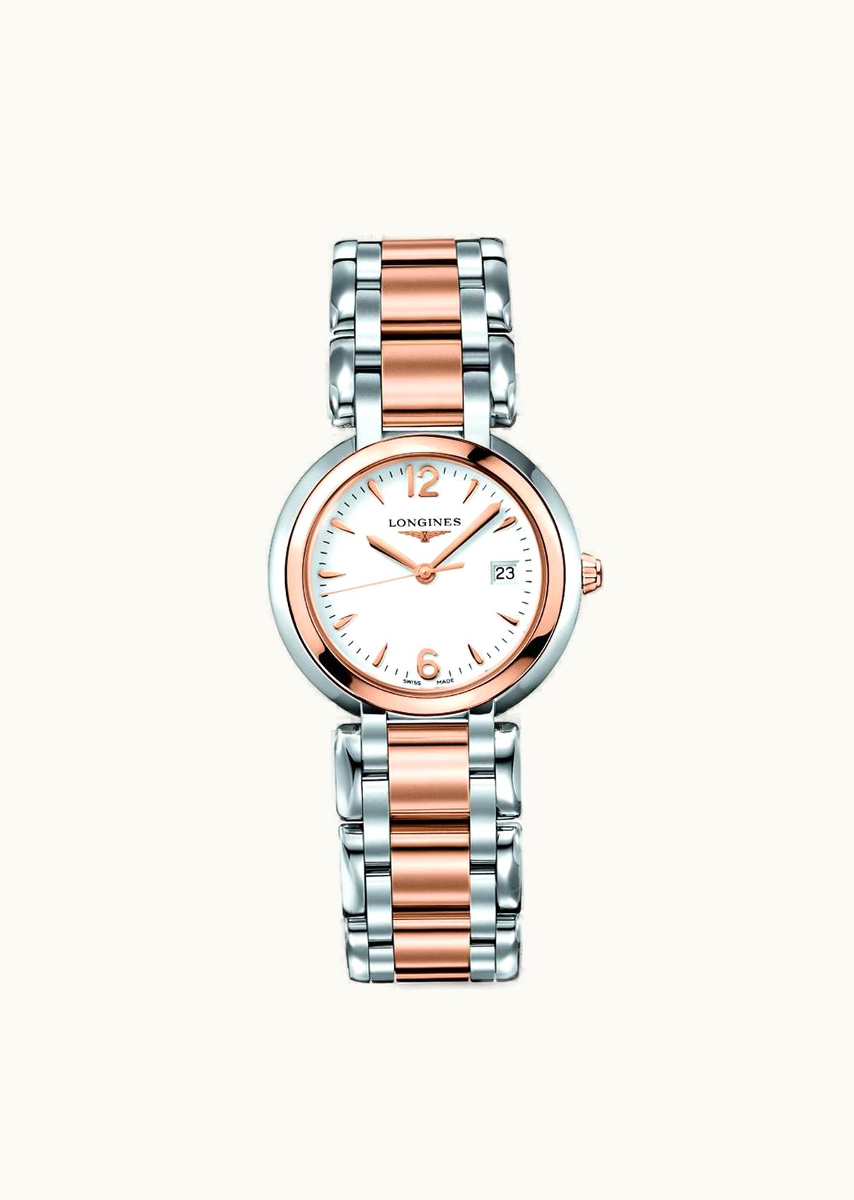 Longines PrimaLuna Quartz 30 Stainless Steel / Pink Gold / White / Bracelet