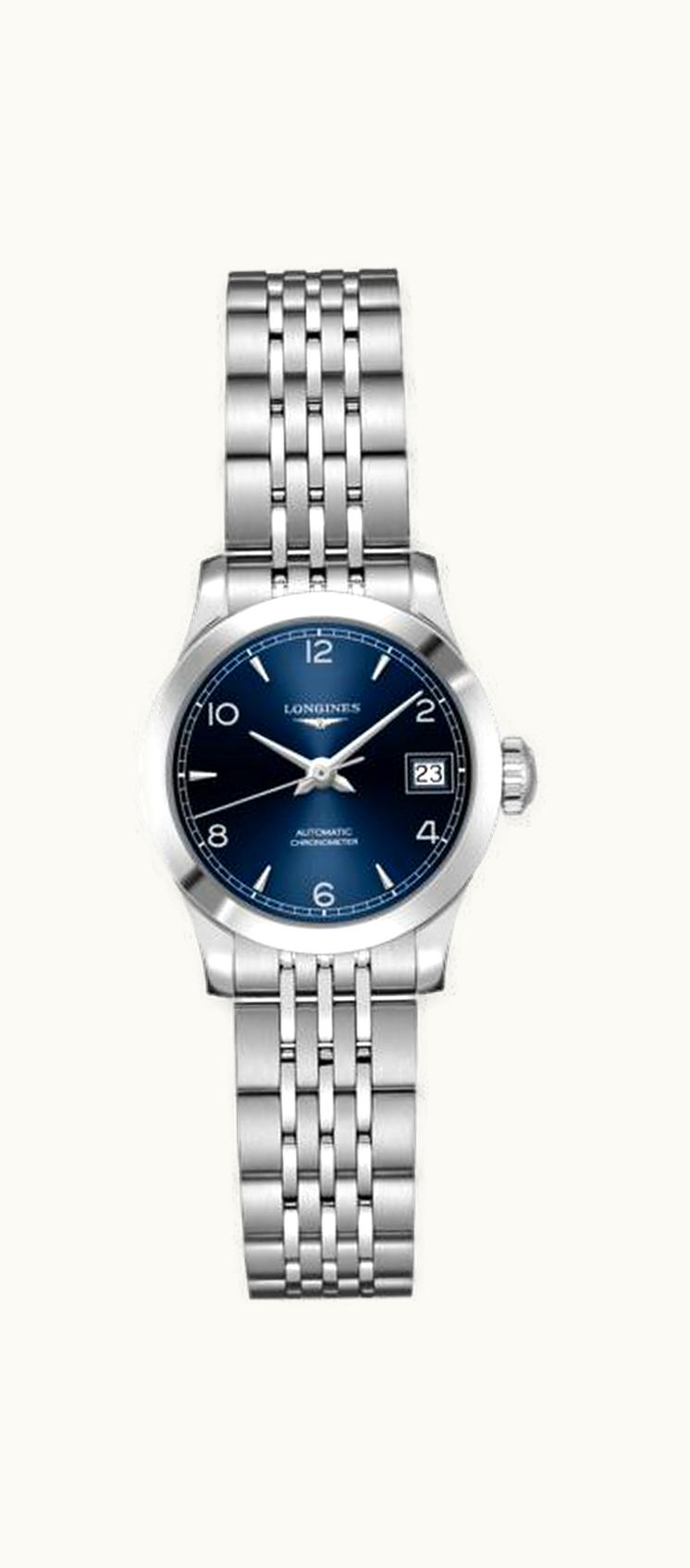 Longines Record 26mm Stainless Steel / Blue Arabic / Bracelet